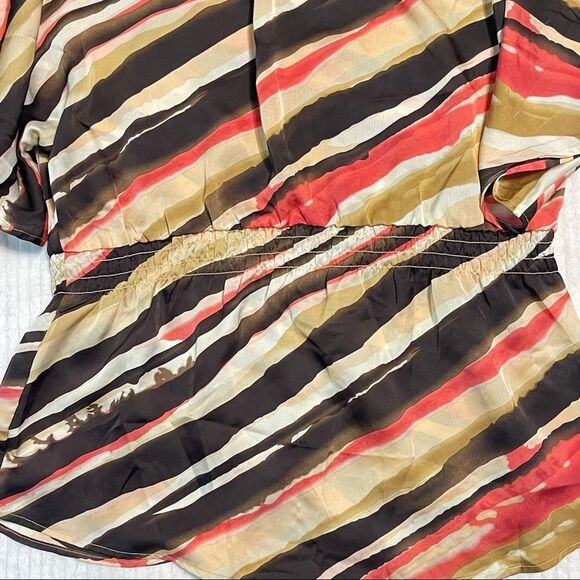 Women’s Multi-Colored Silk Blouse with Split sleeves-Apostrophe- Size Medium - Picture 3 of 6